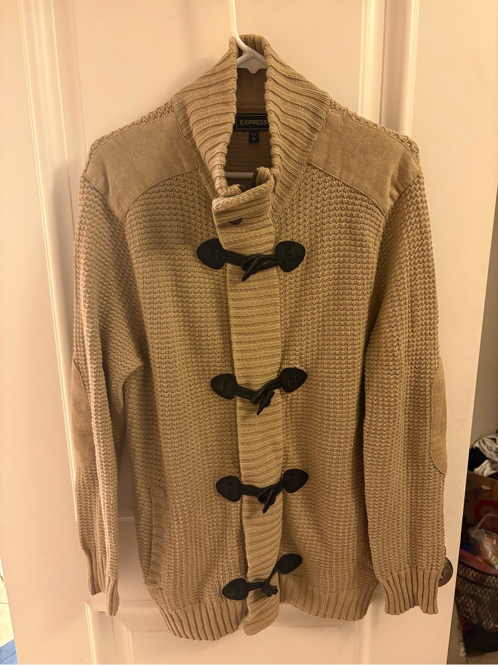 Express Tan Toggle Button Sweater Jacket